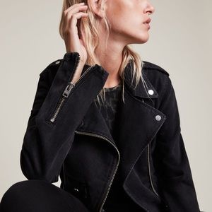 All Saints Balfern Cropped Denim Biker in Washed Black *PLEASE READ DESCRIPTION*